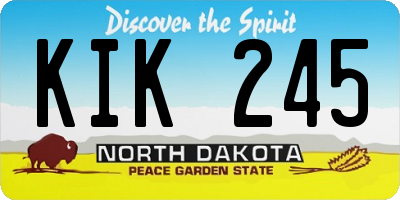 ND license plate KIK245