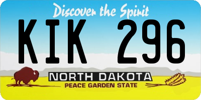 ND license plate KIK296