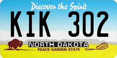 ND license plate KIK302