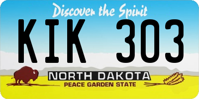 ND license plate KIK303