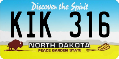 ND license plate KIK316