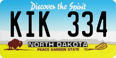 ND license plate KIK334