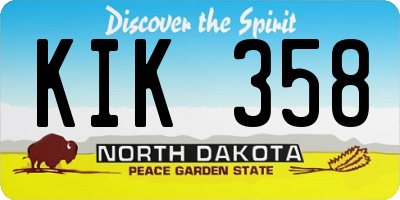 ND license plate KIK358