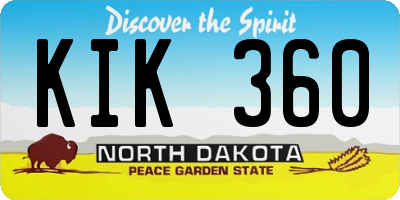 ND license plate KIK360