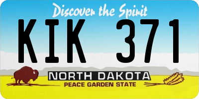 ND license plate KIK371