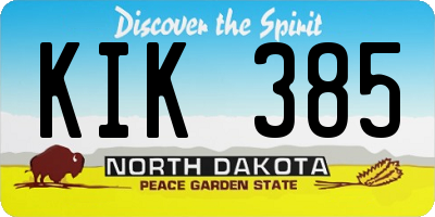 ND license plate KIK385