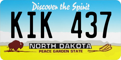 ND license plate KIK437
