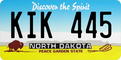 ND license plate KIK445