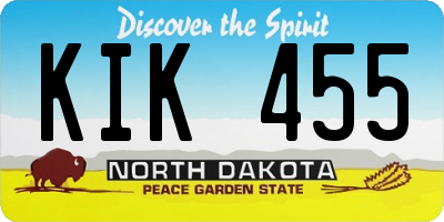 ND license plate KIK455
