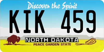 ND license plate KIK459
