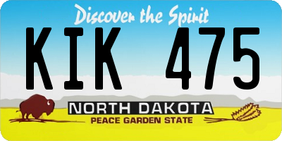 ND license plate KIK475