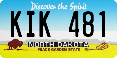 ND license plate KIK481