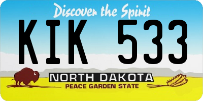 ND license plate KIK533