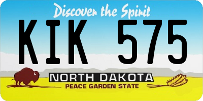 ND license plate KIK575