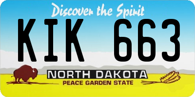 ND license plate KIK663