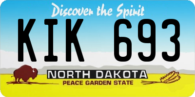 ND license plate KIK693