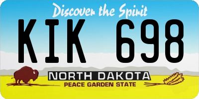ND license plate KIK698