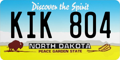 ND license plate KIK804