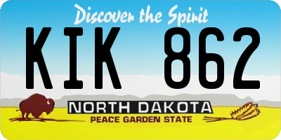 ND license plate KIK862