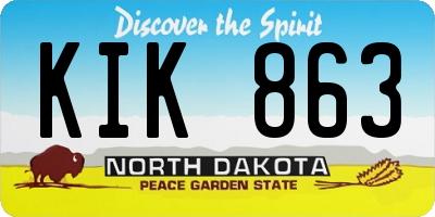 ND license plate KIK863