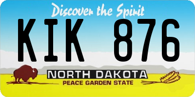 ND license plate KIK876