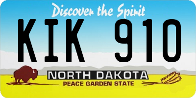 ND license plate KIK910