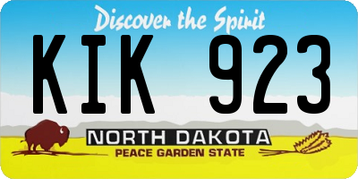 ND license plate KIK923