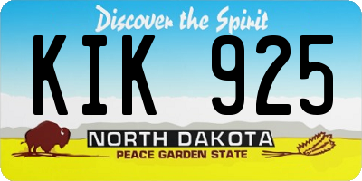 ND license plate KIK925