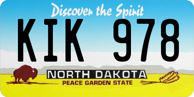 ND license plate KIK978