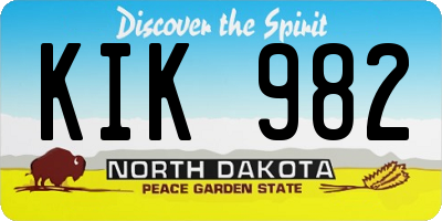 ND license plate KIK982