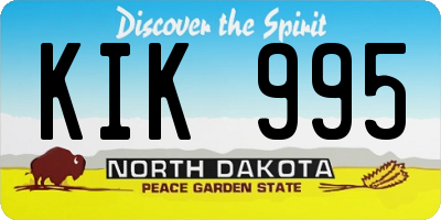 ND license plate KIK995
