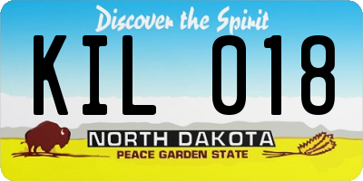 ND license plate KIL018