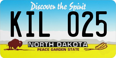 ND license plate KIL025