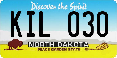 ND license plate KIL030