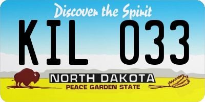 ND license plate KIL033