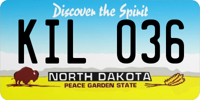 ND license plate KIL036