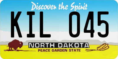 ND license plate KIL045