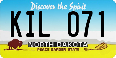 ND license plate KIL071