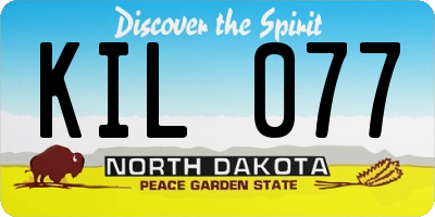 ND license plate KIL077