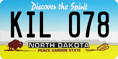 ND license plate KIL078