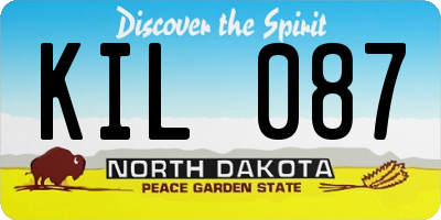 ND license plate KIL087