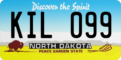 ND license plate KIL099