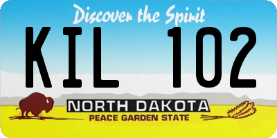 ND license plate KIL102