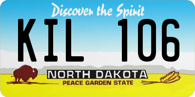 ND license plate KIL106