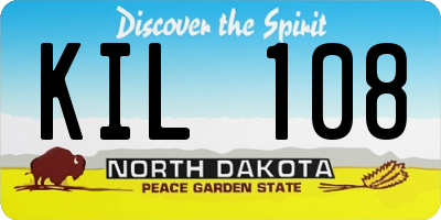 ND license plate KIL108