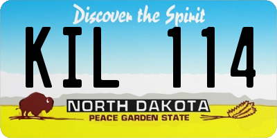 ND license plate KIL114