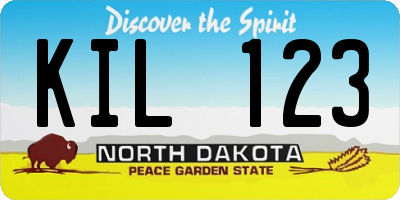ND license plate KIL123