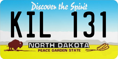ND license plate KIL131