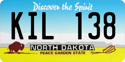 ND license plate KIL138