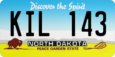 ND license plate KIL143